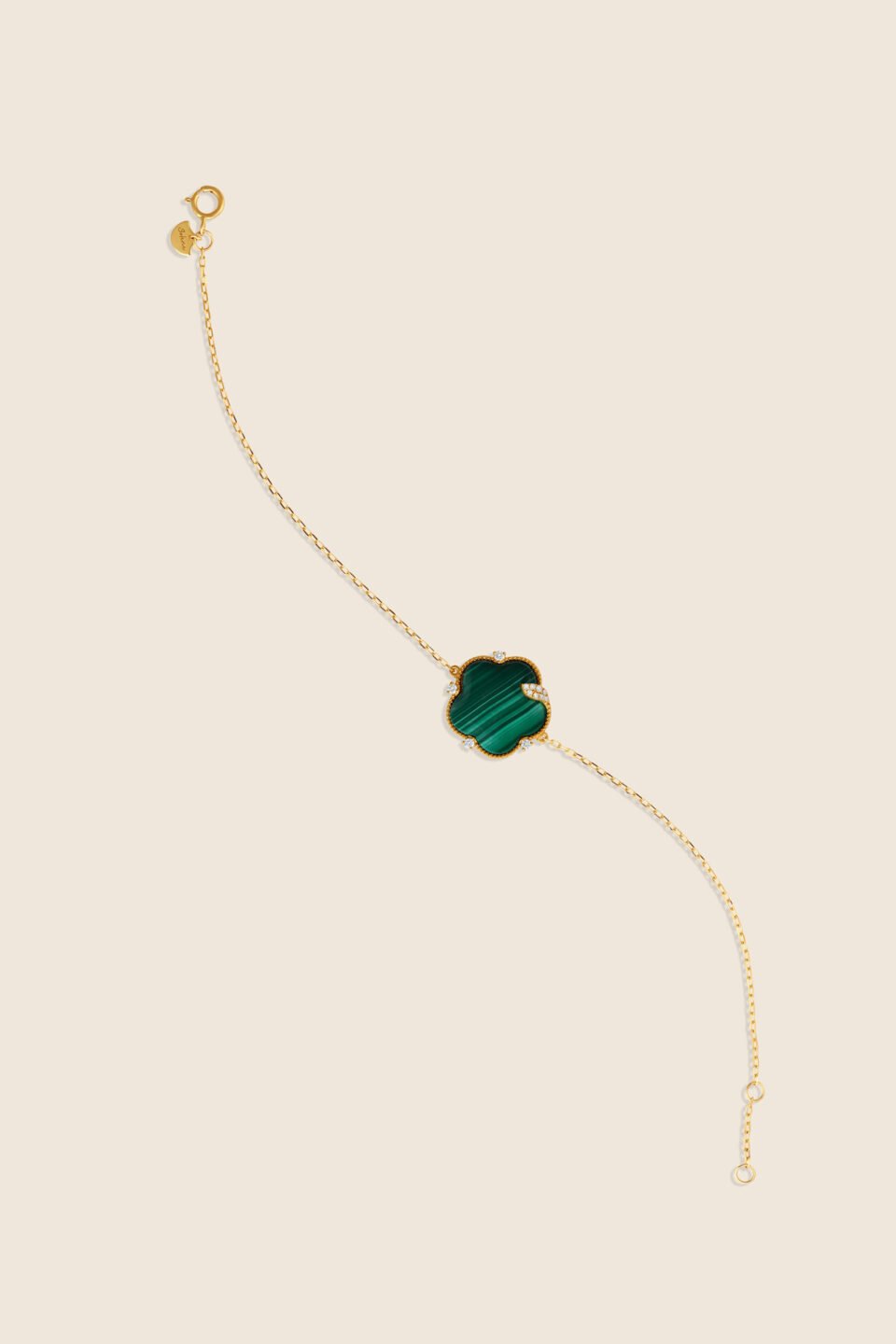 Amara yellow gold diamond bracelet with malachite