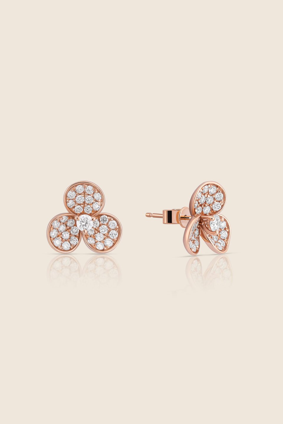 amara rose gold flower diamond earring
