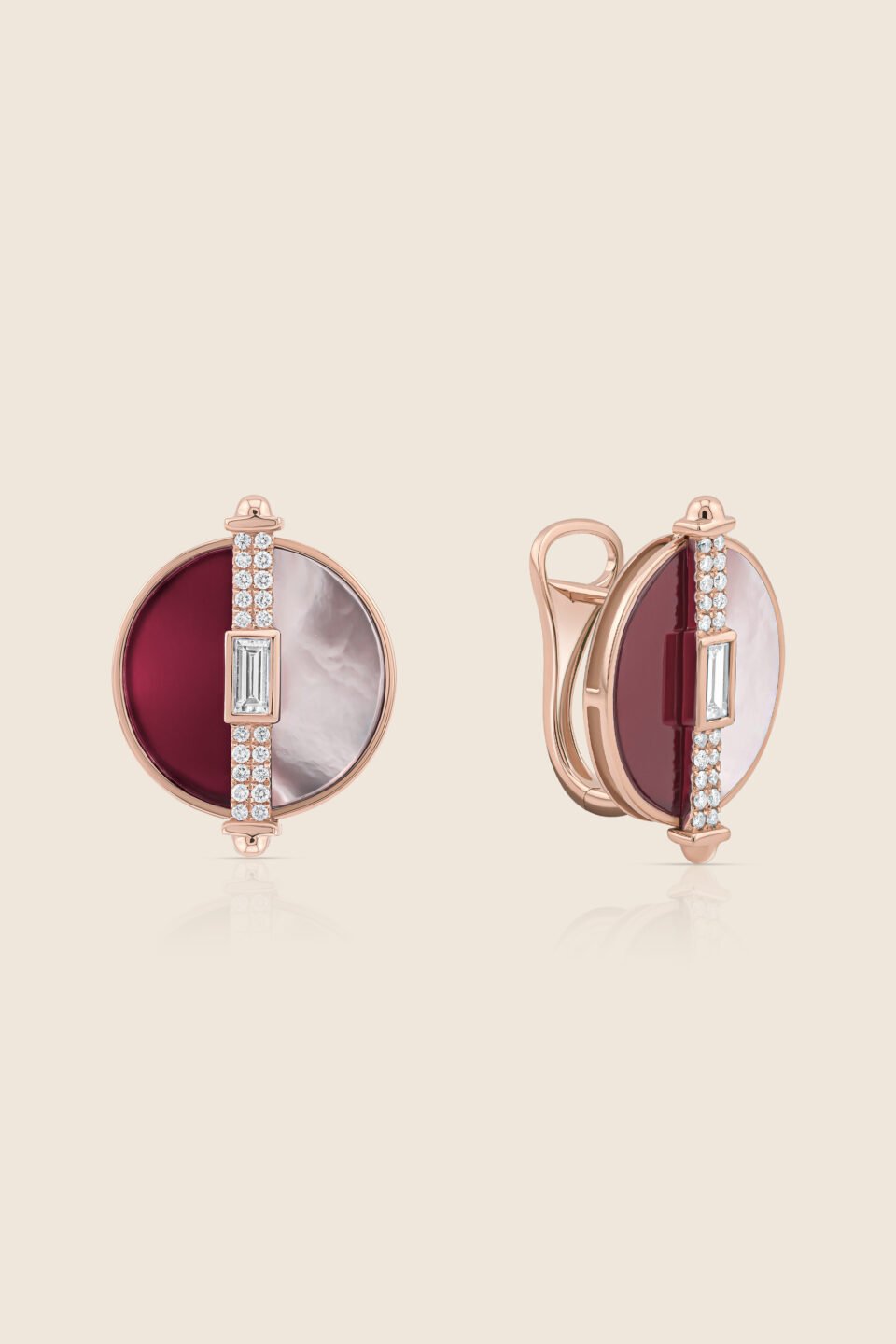 novelty rose gold diamond earring with rhodonite