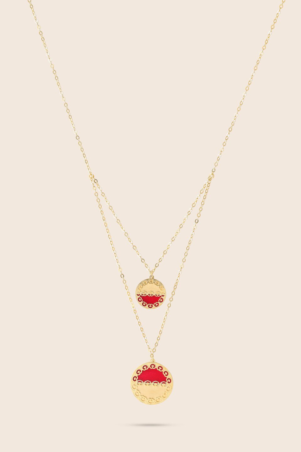 Novelty yellow gold dangling pendant with ruby