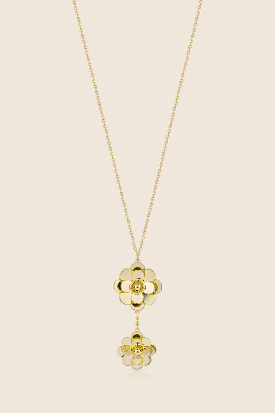 Glint yellow gold two flower pendant