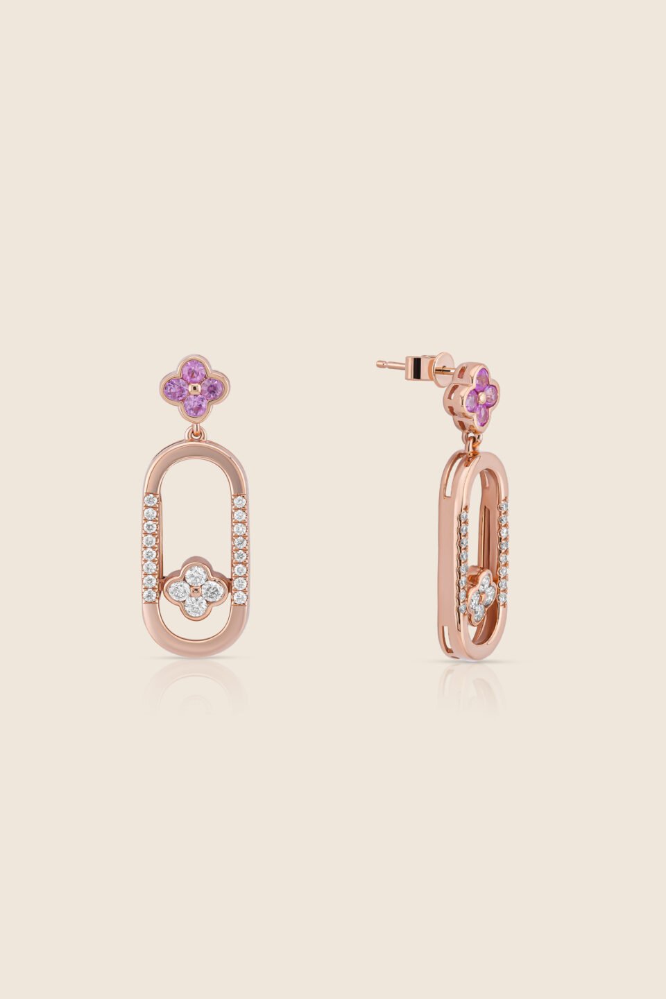 amara rose gold diamond earring flower amethyst