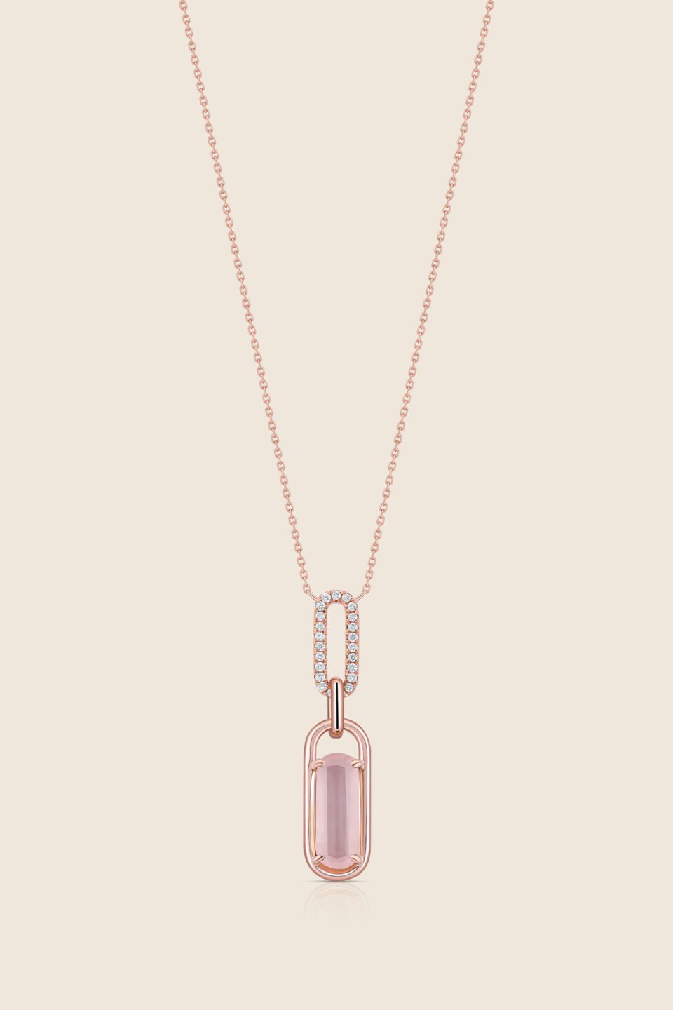 affinity rose gold diamond pendant with rose quartz