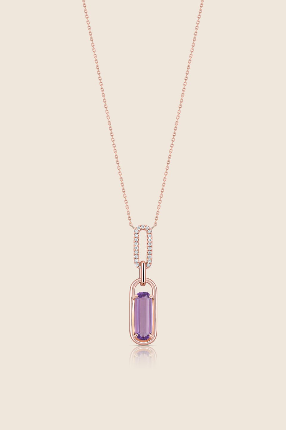 affinity rose gold diamond pendant with amethyst