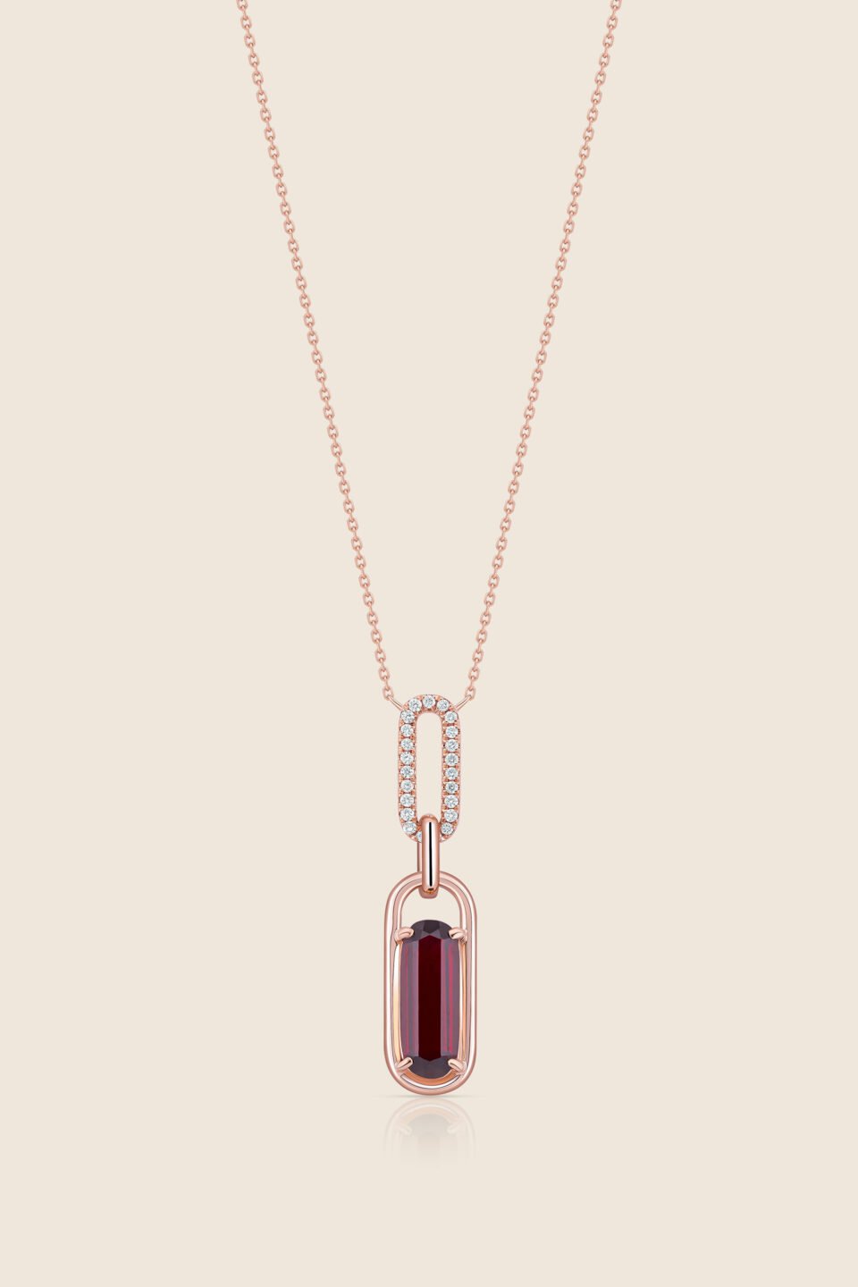 affinity rose gold diamond pendant with garnet