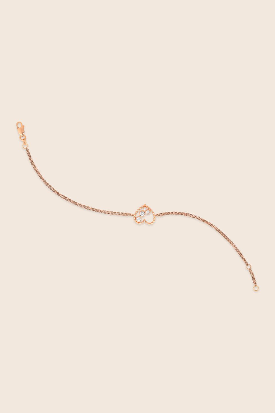 Bubbleiss rose gold diamond heart bracelet