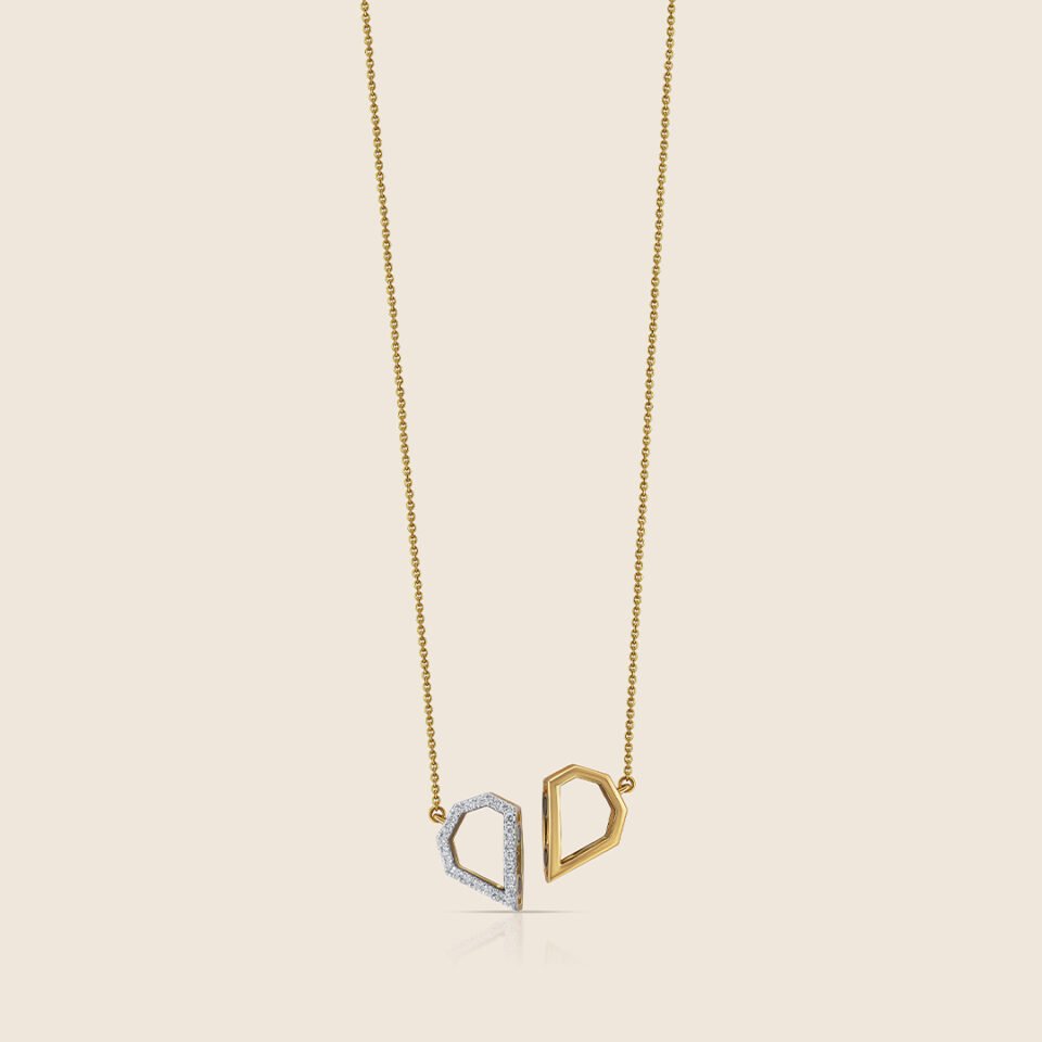 Esme yellow gold flipable pendant with ruby