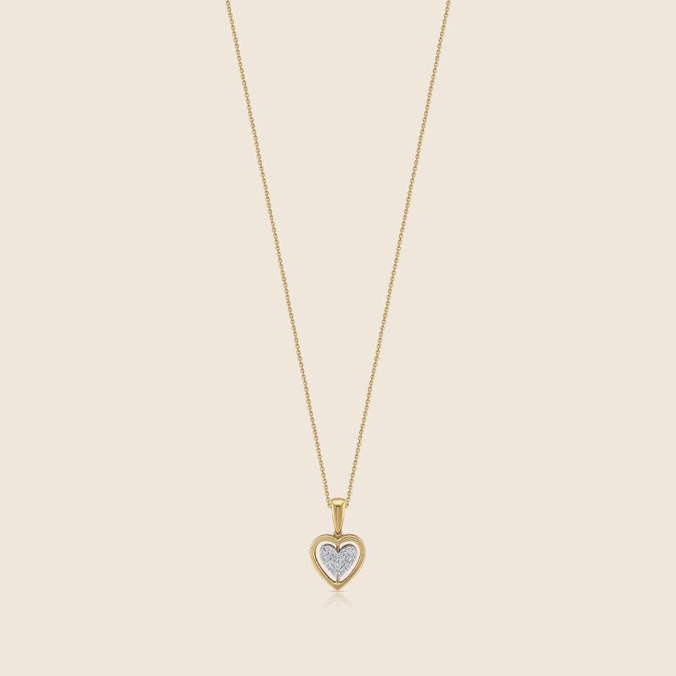 Esme yellow gold diamond and ruby flipable heart pendant