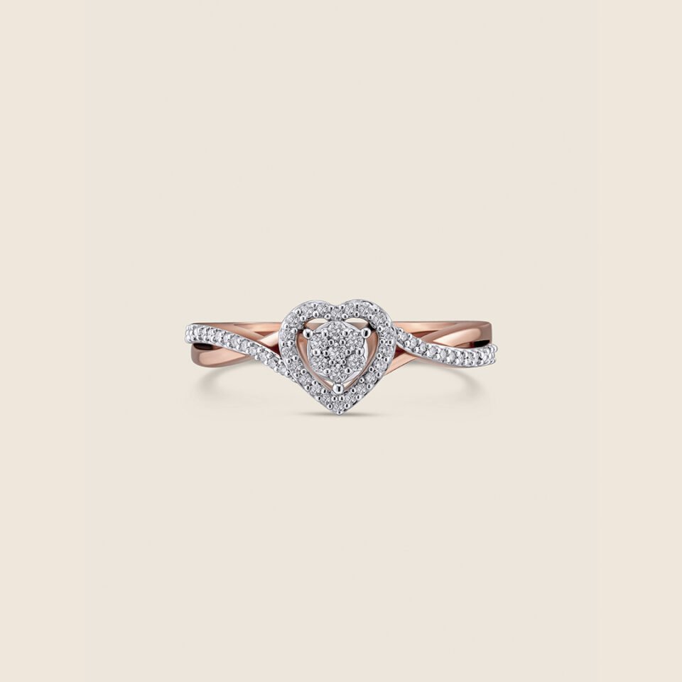 Esme rose gold diamond twist halo ring