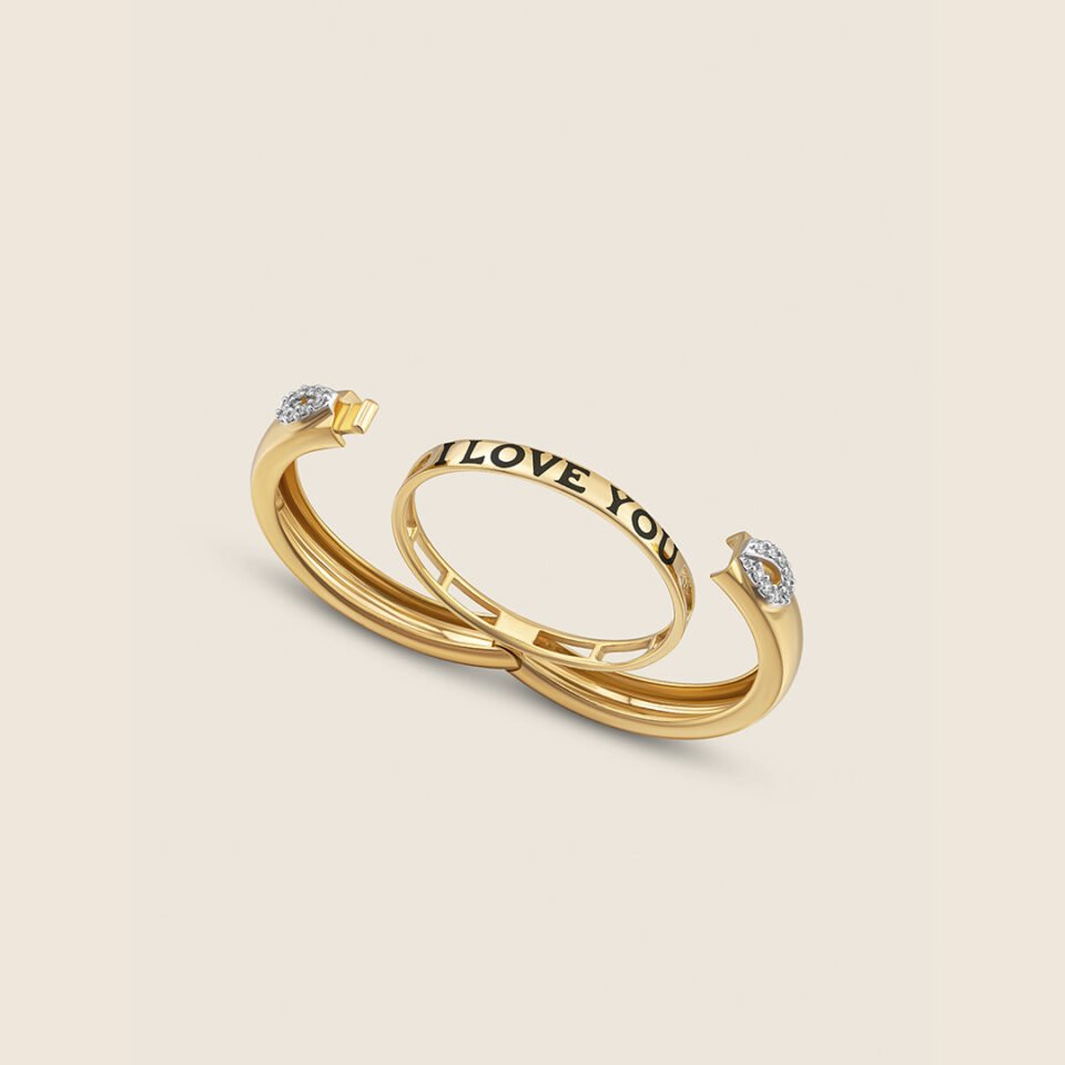 Esme yellow gold diamond hidden message infinity band ring