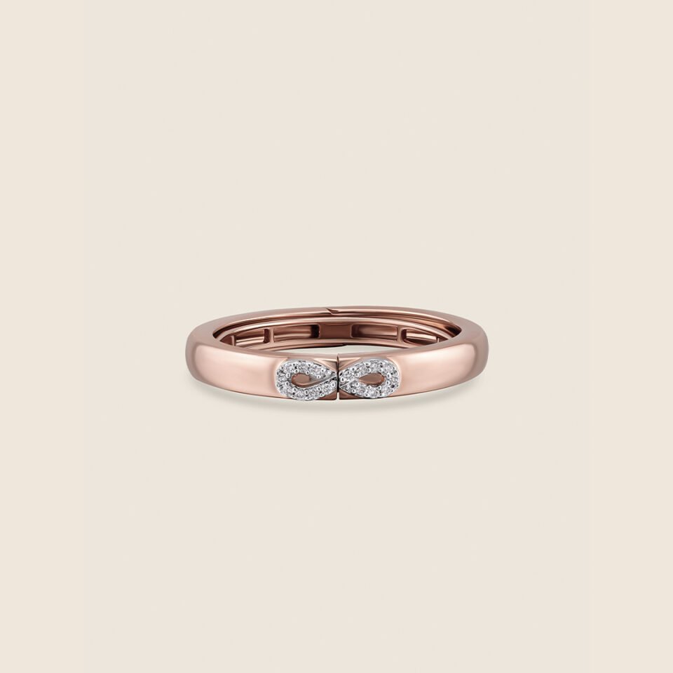 Esme rose gold diamond hidden message infinity band ring